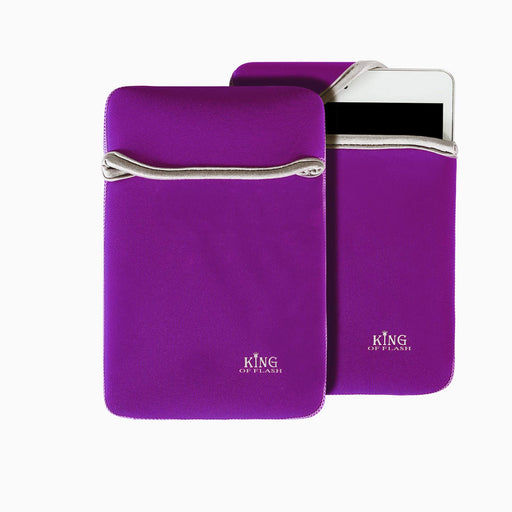 Purple Slim Soft Neoprene Sleeve Compatible for iPad Mini & Various Tablets PC Within 7.9 inch Protection Bag Black Reversible Fully Padded Cover Case