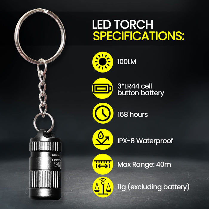 Mini LED Torch Keychain Flashlight Small | Batteries Included | Ultra Powerful Waterproof LED Flashlight On Home Keychain for Camping, Travelling, Outdoor Emergency
