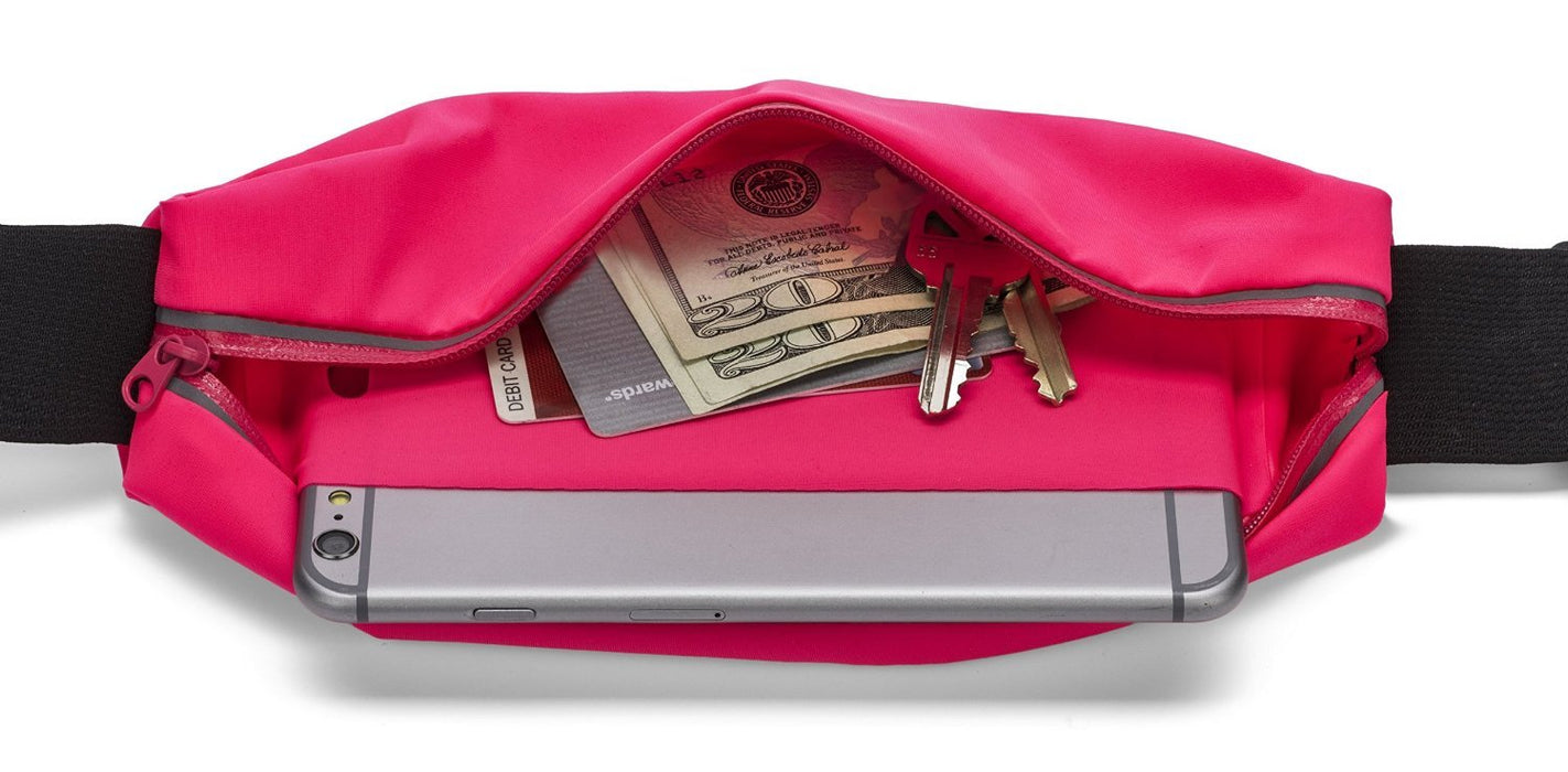 Sport Running Pouch Belt Waist Pack with Headphone Jack Storage Zipper Case Compatible for iPhone 6/6S Plus, Galaxy Note 3/4/5, Nexus 5/6, S5/S6/S6 Edge, Xperia Z2/Z3/Z5(Baby Pink)