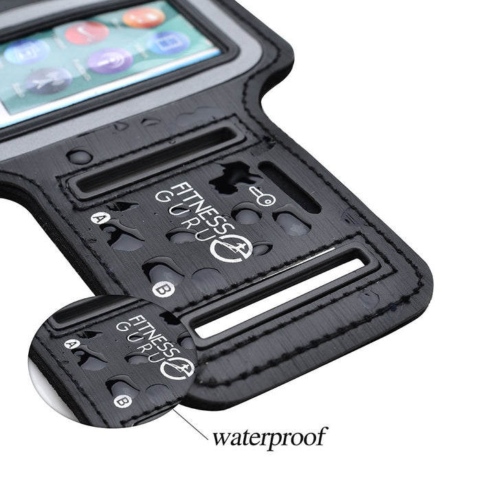 iPod Nano 7 Running Jogging Armband Holder Made with Super Strong Lycra Material with Reflective Stay Safe Strip, Dual Arm Size Slots, Key Pocket & Headphone Holder