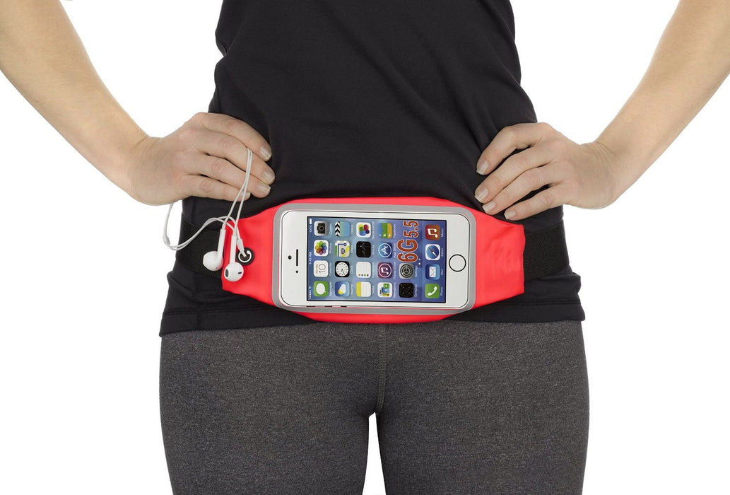 Sport Running Pouch Belt Waist Pack with Headphone Jack Storage Zipper Case Compatible for iPhone 6/6S Plus, Galaxy Note 3/4/5, Nexus 5/6, S5/S6/S6 Edge, Xperia Z2/Z3/Z5(Baby Pink)