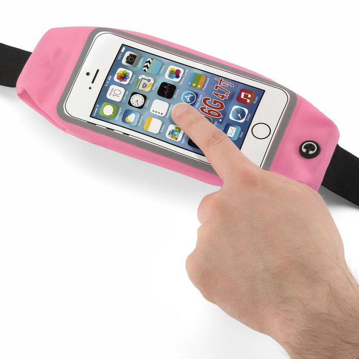 Sport Running Pouch Belt Waist Pack with Headphone Jack Storage Zipper Case Compatible for iPhone 6/6S Plus, Galaxy Note 3/4/5, Nexus 5/6, S5/S6/S6 Edge, Xperia Z2/Z3/Z5(Baby Pink)
