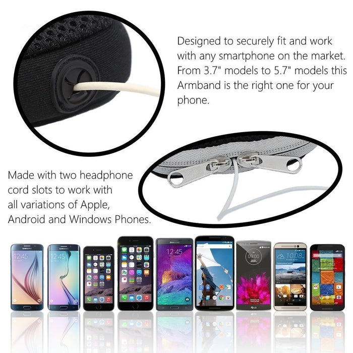 Universal Running Mobile Phone Holder Case - Armband Strap with Zipper Storage Pouch  - Excerise Workout Armband For Smartphones