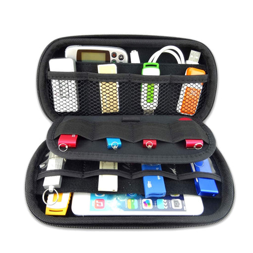 USB Memory Stick, Memory Card, Hard Drive, Smartphone, Charging Cable, Powerbank Universal Case Holder (Black)