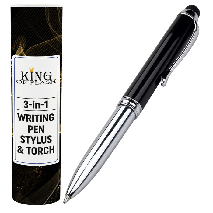 3-in-1 Stylus Pen With Light, Capacitive Aluminium Pen Stylus, LED Torch Light, Ballpoint Pen