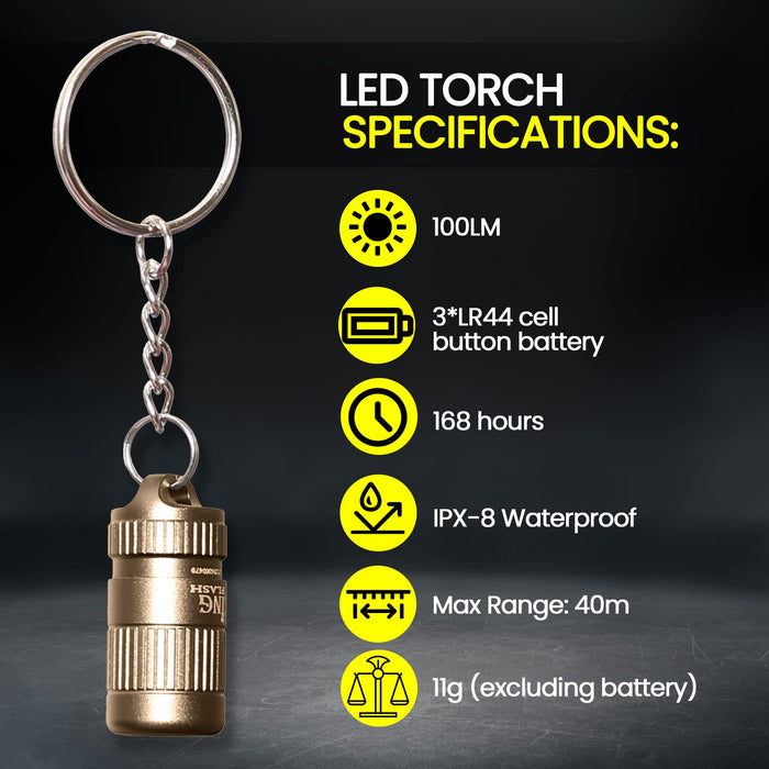 Mini LED Torch Keychain Flashlight Small | Batteries Included | Ultra Powerful Waterproof LED Flashlight On Home Keychain for Camping, Travelling, Outdoor Emergency