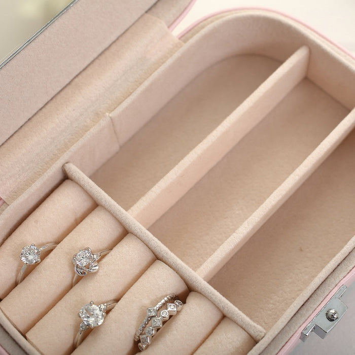 My Treasure Box Women Jewelry Storage Box Exquisite Lock Glossy PU leather Durable Jewelry Ring Organizer