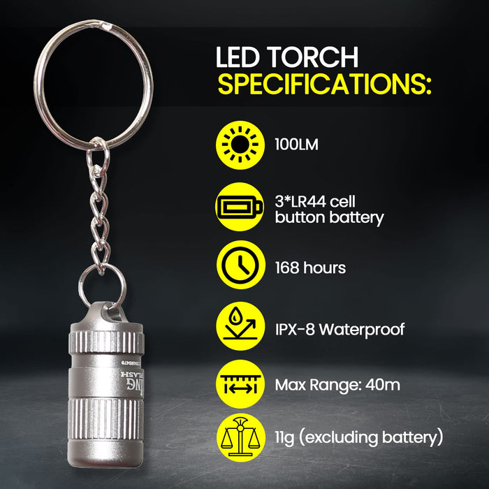 Mini LED Torch Keychain Flashlight Small | Batteries Included | Ultra Powerful Waterproof LED Flashlight On Home Keychain for Camping, Travelling, Outdoor Emergency