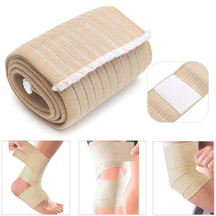 Elasticated Knee Sleeve Beige Adjustable Lightweight Design with High-Performance Elastic Fabric - One Size