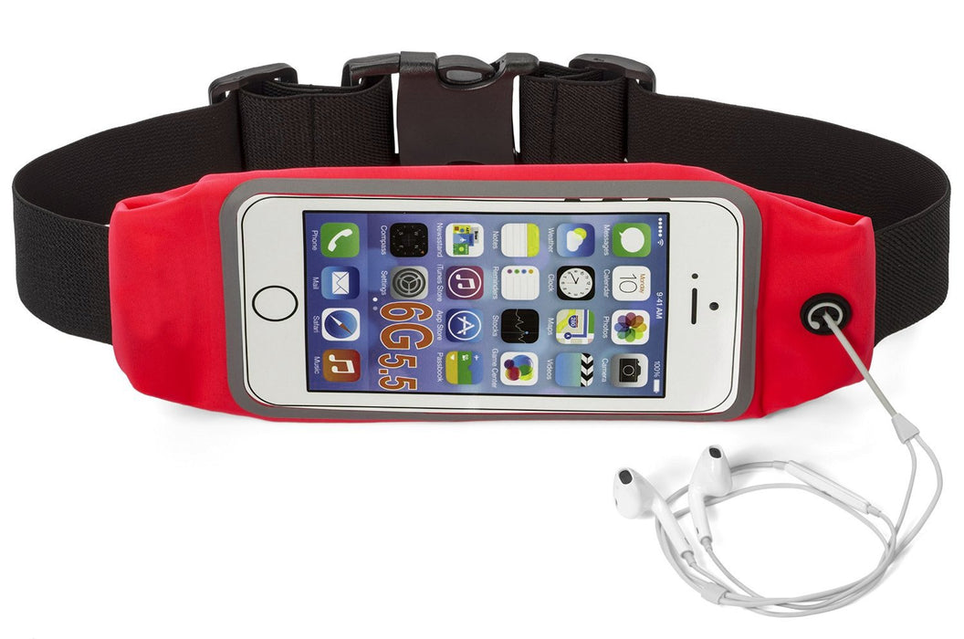 Sport Running Pouch Belt Waist Pack with Headphone Jack Storage Zipper Case Compatible for iPhone 6/6S Plus, Galaxy Note 3/4/5, Nexus 5/6, S5/S6/S6 Edge, Xperia Z2/Z3/Z5(Baby Pink)