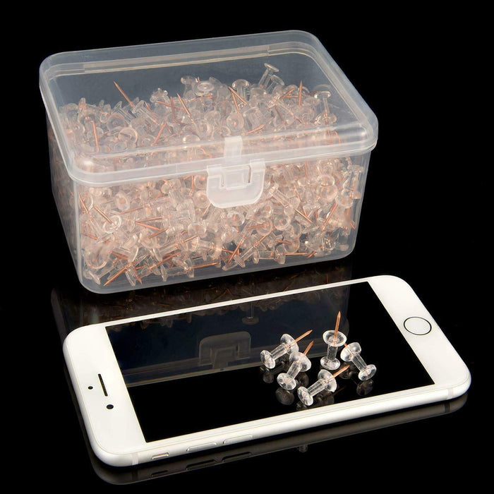 Rose Gold Thumb Transparent Plastic Drawing Pins, Push Thumb Board Photo Pin (Straight Head 500 pcs)