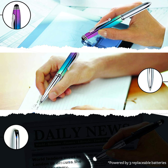 3-in-1 Stylus Pen With Light, Capacitive Aluminium Pen Stylus, LED Torch Light, Ballpoint Pen