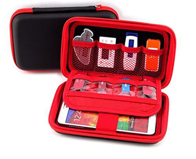 Red/Black Portable Carry Case Organiser Medium, 8 x USB Sticks, Memory Cards, Cables & Mobile Phone Slot