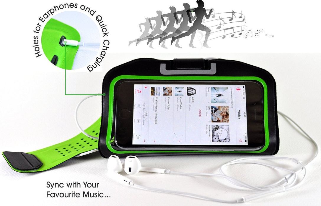 Premium Lycra Sports Armband For iPhone 6/6S & iPhone 6/6S Plus Running, Jogging, Gym, Fitness, Cycling Arm Strap with Key/CreditCard/Money Holder and Headphone Cable Holder Water Resistant Reflective Product