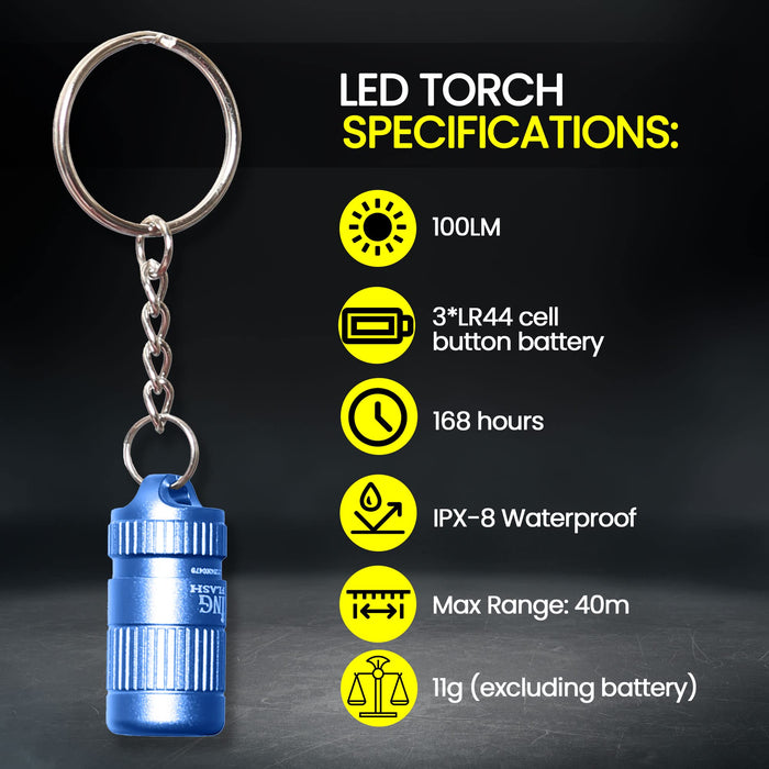 Mini LED Torch Keychain Flashlight Small | Batteries Included | Ultra Powerful Waterproof LED Flashlight On Home Keychain for Camping, Travelling, Outdoor Emergency