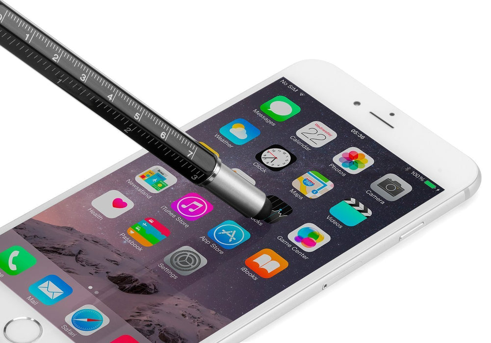 Handy-Man DIY Stylus with Built-In Ballpoint Pen, Interchangeable Screwdriver, Ruler and Spirit Level for Touch Screen Devices (With Gift Box)