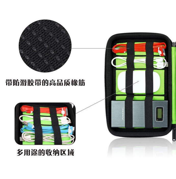 Universal Hard Cover Electronics Accessory Storage Case - Ideal for USB Flash Drives, Portable Hard Drive, Memory Card, Cables, Card Reader, Power Bank, Credit Card - Perfect Travel Accessory