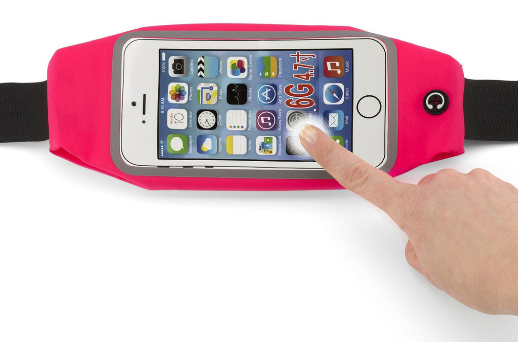 Sport Running Pouch Belt Waist Pack with Headphone Jack Storage Zipper Case Compatible for iPhone 6/6S Plus, Galaxy Note 3/4/5, Nexus 5/6, S5/S6/S6 Edge, Xperia Z2/Z3/Z5(Baby Pink)