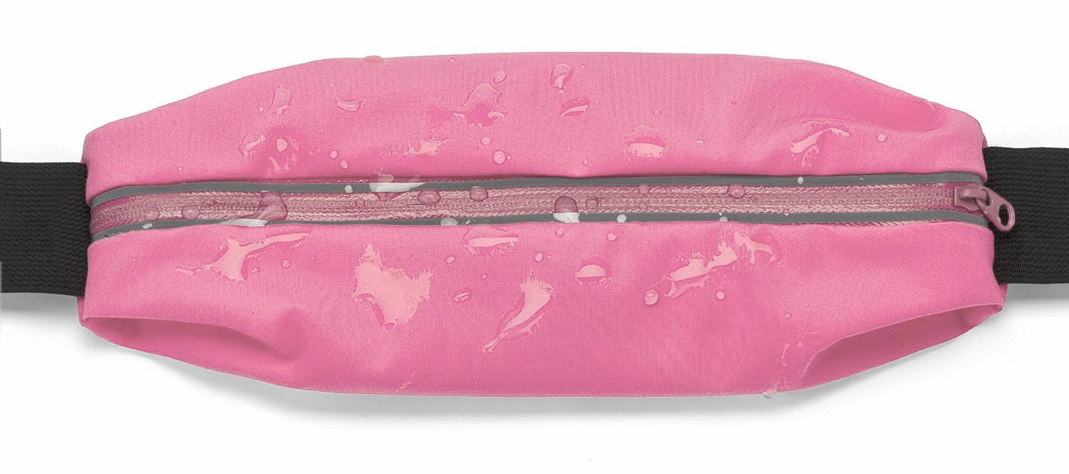 Sport Running Pouch Belt Waist Pack with Headphone Jack Storage Zipper Case Compatible for iPhone 6/6S Plus, Galaxy Note 3/4/5, Nexus 5/6, S5/S6/S6 Edge, Xperia Z2/Z3/Z5(Baby Pink)