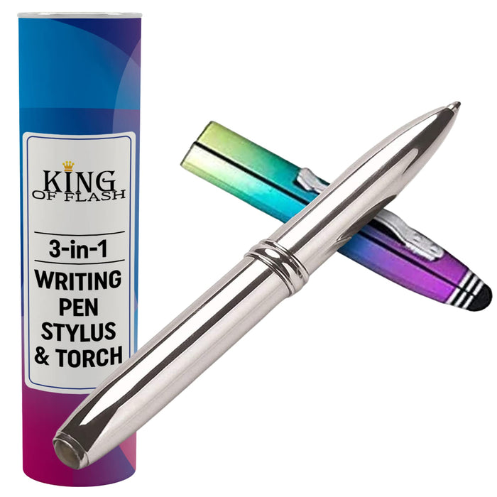 3-in-1 Stylus Pen With Light, Capacitive Aluminium Pen Stylus, LED Torch Light, Ballpoint Pen