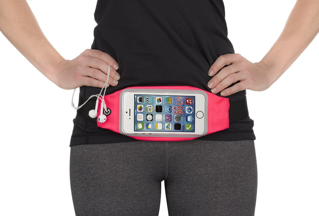 Sport Running Pouch Belt Waist Pack with Headphone Jack Storage Zipper Case Compatible for iPhone 6/6S Plus, Galaxy Note 3/4/5, Nexus 5/6, S5/S6/S6 Edge, Xperia Z2/Z3/Z5(Baby Pink)