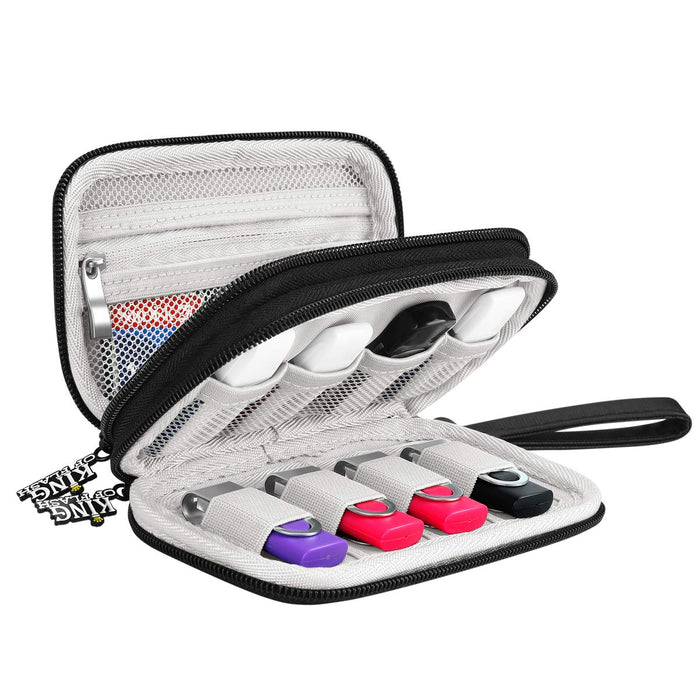 Double Layer USB Carry Case Cable Organiser for Travelling Travel Bag for Pen Drives/Flash Drives/Thumb Drives/Keys Electronic Accessories Storage Case Black