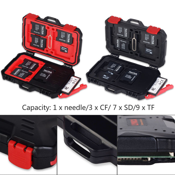 Card Reader & Memory Card Case for 7 x SD/SDHC/SDXC, 9 X Micro SD, 3 X Compact Flash, 1 X Card Pin & Built in USB 3.0 Memory Card Reader for CF (Compact Flash), SD/Micro SDHC SDXC