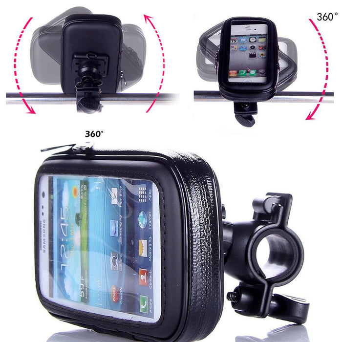 Universal 360 Degree Rotating WaterProof Transparent Smartphone Bicycle Handle Bar Mount Pouch Holster Case for Mobiles Phones Black