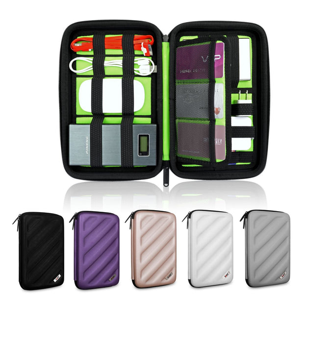 Universal Hard Cover Electronics Accessory Storage Case - Ideal for USB Flash Drives, Portable Hard Drive, Memory Card, Cables, Card Reader, Power Bank, Credit Card - Perfect Travel Accessory