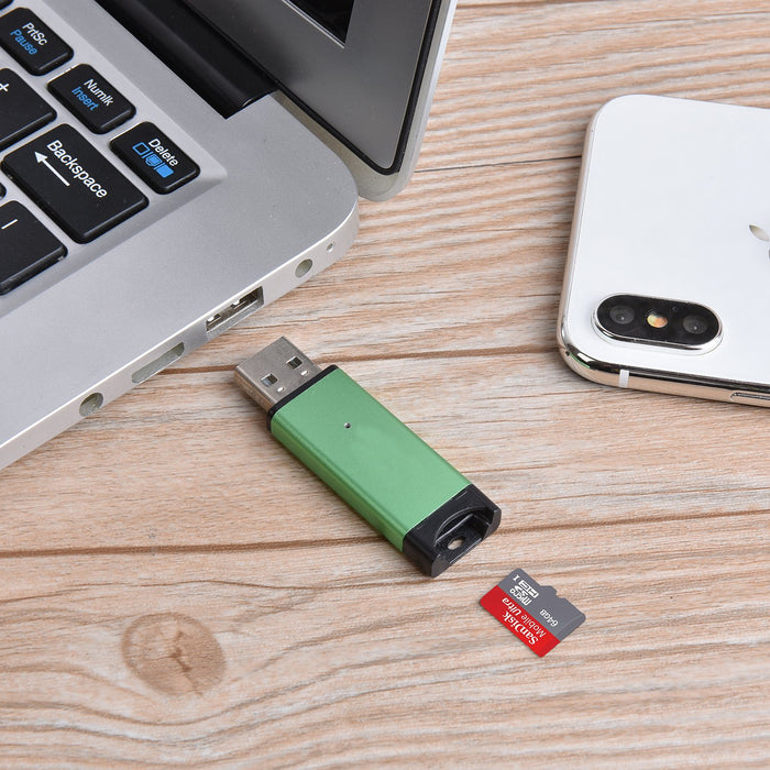 Memwah Micro SD Card Reader - Fast USB 2.0 Adapter for all MicroSD cards - Green