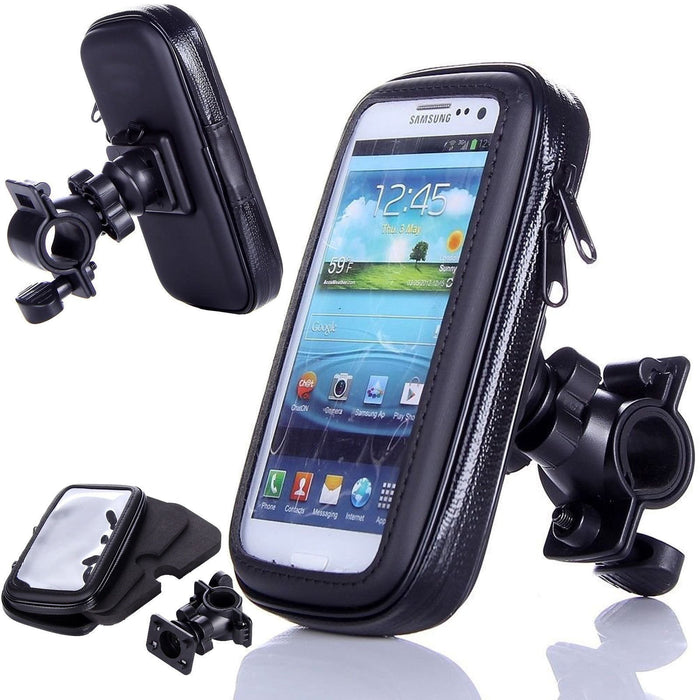 Universal 360 Degree Rotating WaterProof Transparent Smartphone Bicycle Handle Bar Mount Pouch Holster Case for Mobiles Phones Black