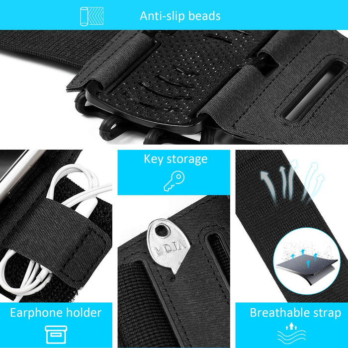 Running Armband Compatible with iPhone X, Xs Max XR, iPhone 8 Plus, 8, 7 Plus, 6 Plus, Galaxy S9 Plus, 180 Rotatable with Key Pocket & Earphone Holder Armband for Hiking Biking Walking