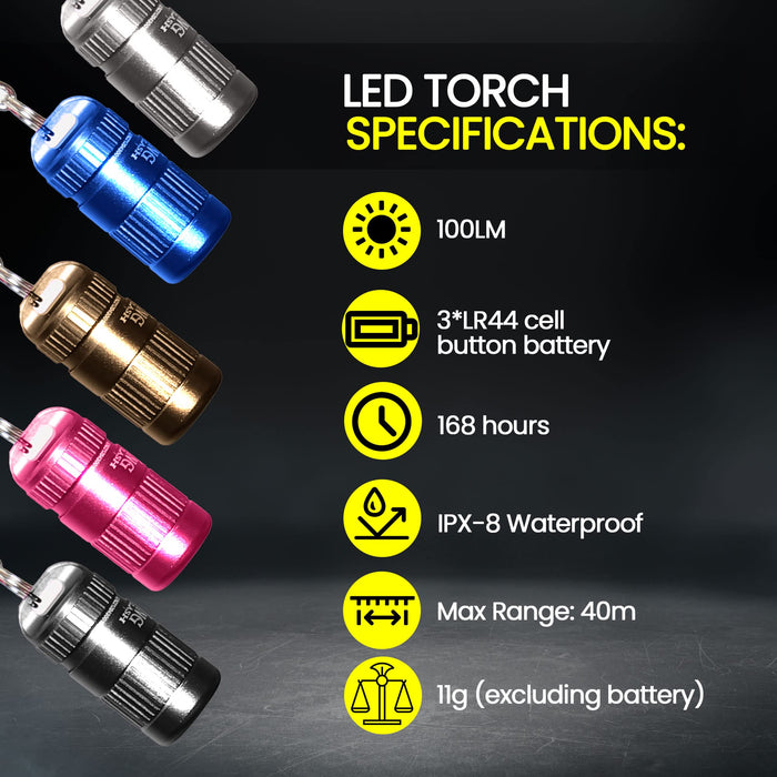 Mini LED Torch Keychain Flashlight Small | Batteries Included | Ultra Powerful Waterproof LED Flashlight On Home Keychain for Camping, Travelling, Outdoor Emergency