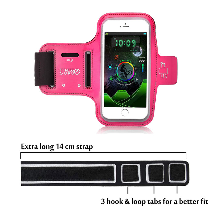 Running Armband Phone Holder Compatible with iPhone X, 8, 7, 6 Samsung S9 and all Smartphones up to 5.2 inches | Phone Holder for Running, Jogging, Gym | Includes Key Holder & Earbuds Holder