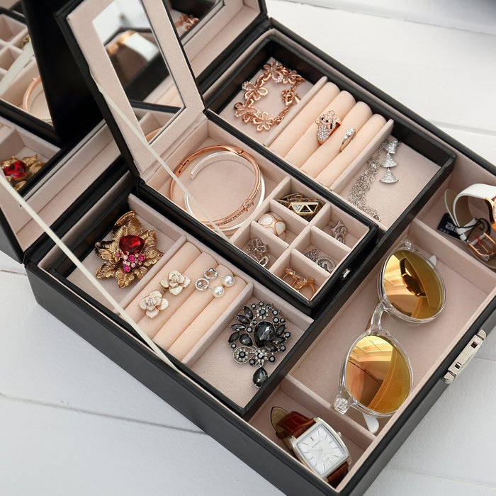My Treasure Box Advanced Jewelry Storage Box Glossy PU Leather Multi Small Boxes Inside Jewelry Cosmetic Storage Organizer Box