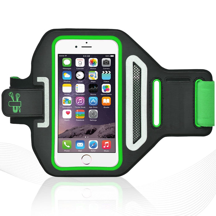 Premium Lycra Sports Armband For iPhone 6/6S & iPhone 6/6S Plus Running, Jogging, Gym, Fitness, Cycling Arm Strap with Key/CreditCard/Money Holder and Headphone Cable Holder Water Resistant Reflective Product