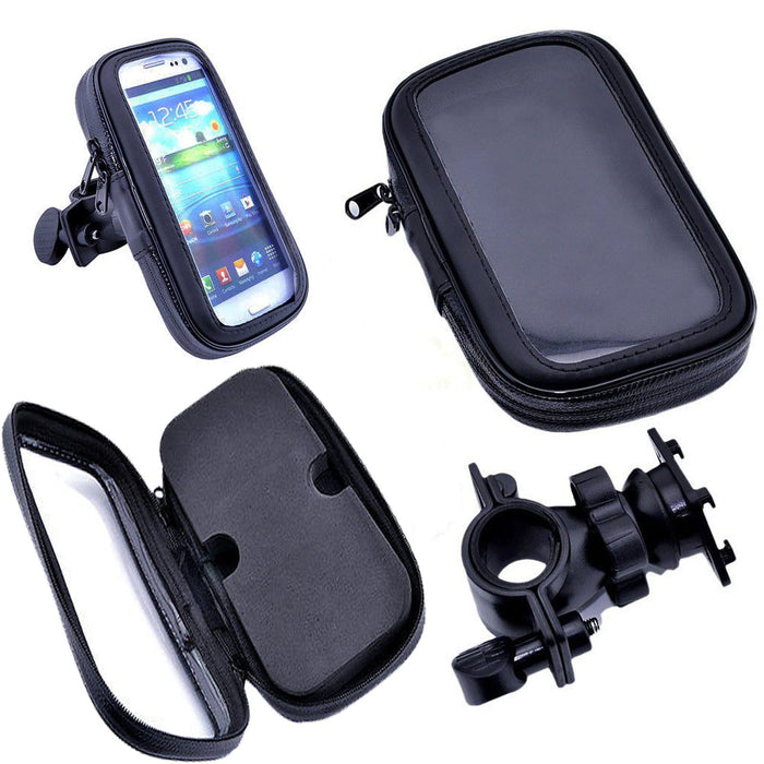 Universal 360 Degree Rotating WaterProof Transparent Smartphone Bicycle Handle Bar Mount Pouch Holster Case for Mobiles Phones Black