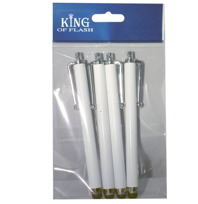 Pack of 4 WHITE Capacitive/Resistive Touchscreen Stylus Pen Compatible with All Touchscreen Devices Smartphone Tablets
