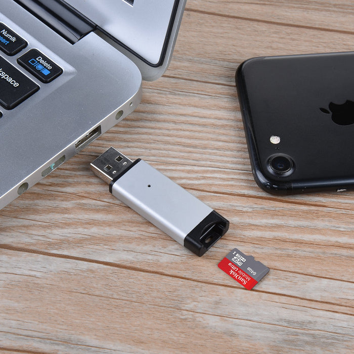 Memwah Micro SD Card Reader - Fast USB 2.0 Adapter for all MicroSD Cards, Micro SDHC, Micro SDXC - Silver