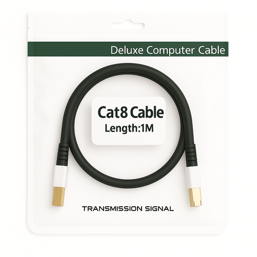 RJ45 CAT 8 PVC Ethernet Cable - Male-to-Male, 1-10 m (Black)