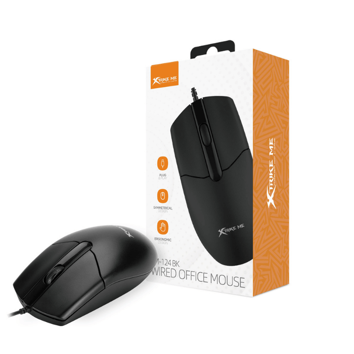 XTrike Me GM-124 BK Optical Mouse - 3-Button, 1000 DPI, USB