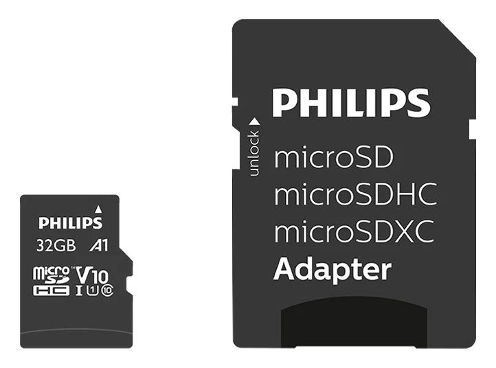 Philips Micro SDHC Memory Card Class 10 High Speed Flash Storage with SD Adapter