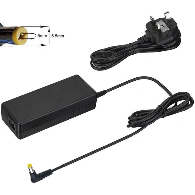 Acer / Advent / Toshiba / Dell / Asus Compatible Laptop Charger - 19V 3.42A 65W, 5.5x2.5mm Tip