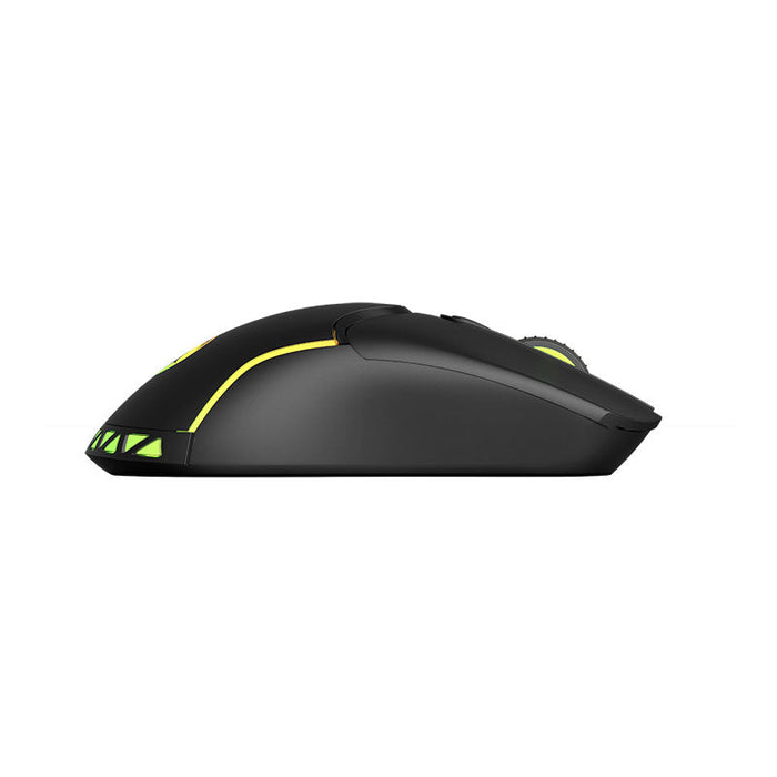 Black gaming mouse with yellow accents on a white background 5