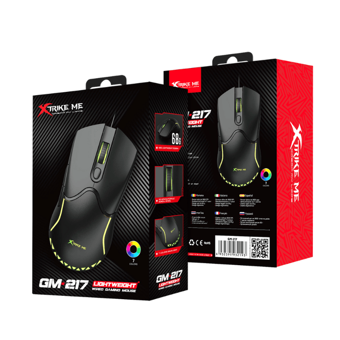 XTrike Me GM-217 Wired Gaming Mouse - 3600 DPI, 7-Colour Lighting
