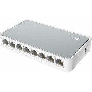 8 Port Desktop Switch Ethernet Network LAN Splitter Internet TP-Link Home Box - front tilt view - computer accessories wholesale uk
