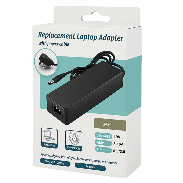 Samsung Replacement Laptop Charger - 60W 19V 3.16A 5.5x3.0mm Tip