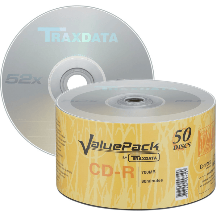 Traxdata ValuePack CD€‘R 52x 700MB - 80Min, 50 Pack