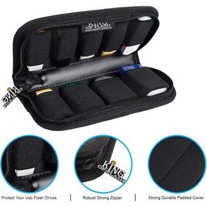 9 x USB Flash Drives Carrying Case with Padded Protection for Flash/Key - Black - King of Flash UK