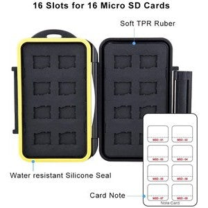 16 x MicroSD Micro SDHC Cards Water Resistant Seal Mass Storage Memory Card Case Holder - King of Flash UK